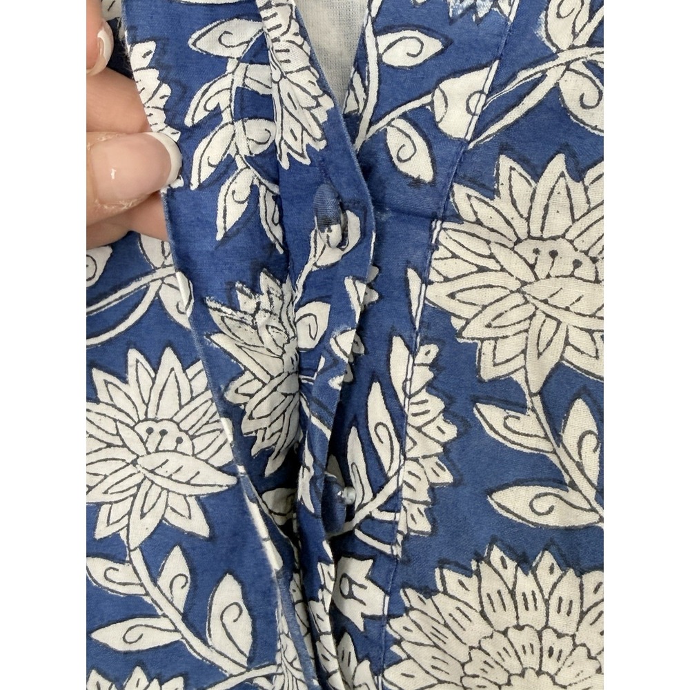 Beau & Ro The Every Day Dress Midi Floral Print Blue Size Small Pockets - Picture 7 of 13